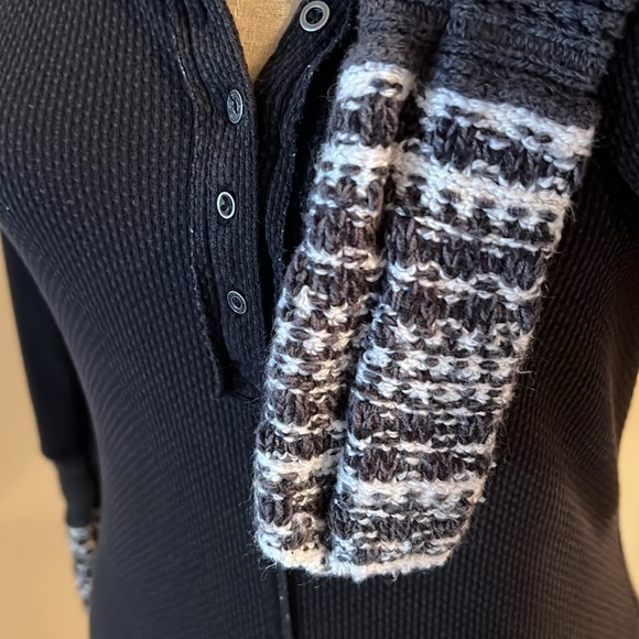 Free People Waffle Henley Top with Knit Cuffs - Picture 2 of 4